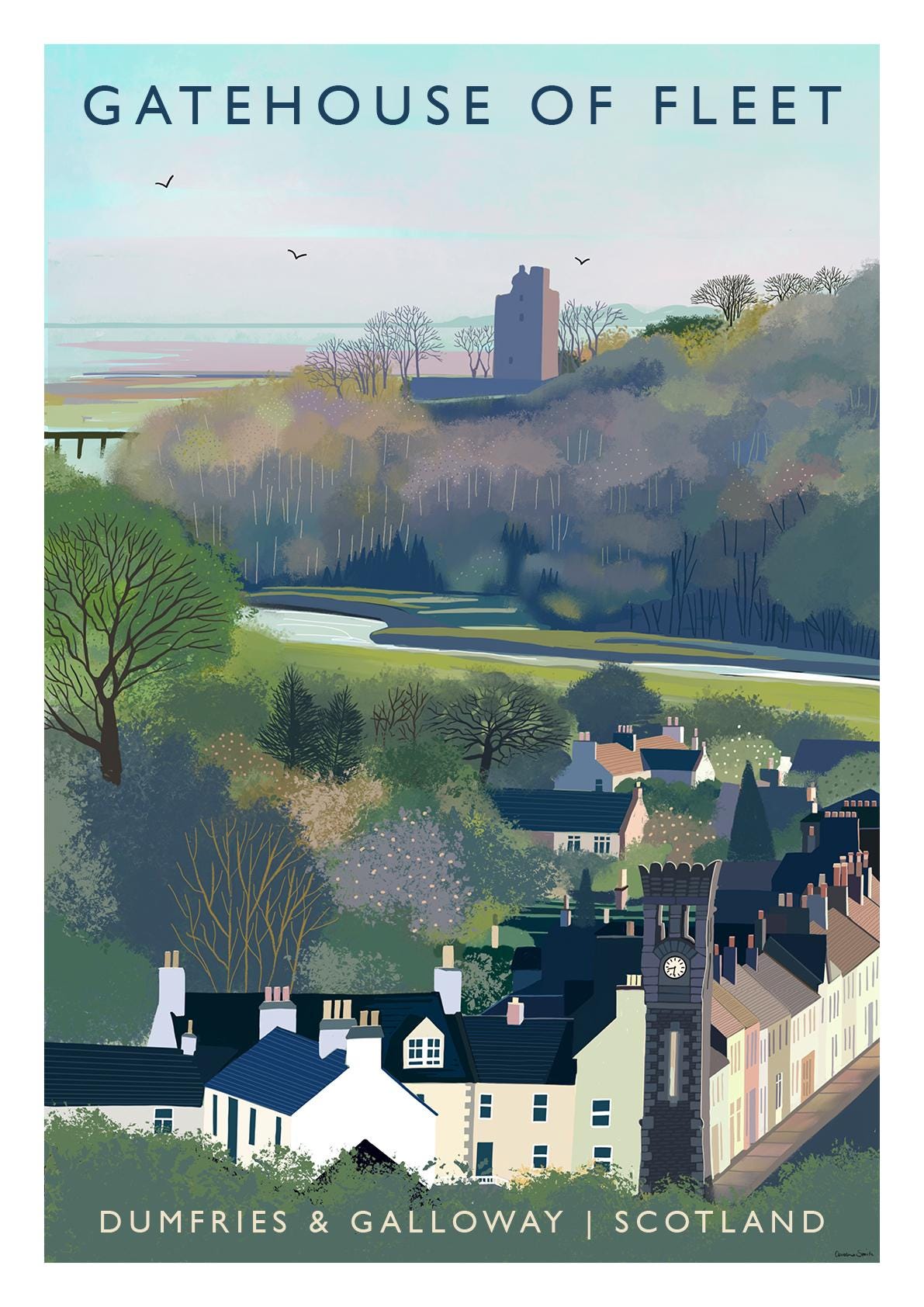 Gatehouse of Fleet, Dumfries & Galloway - Travel Poster - A5, A4, A3, A2, A1 - Print only or Framed