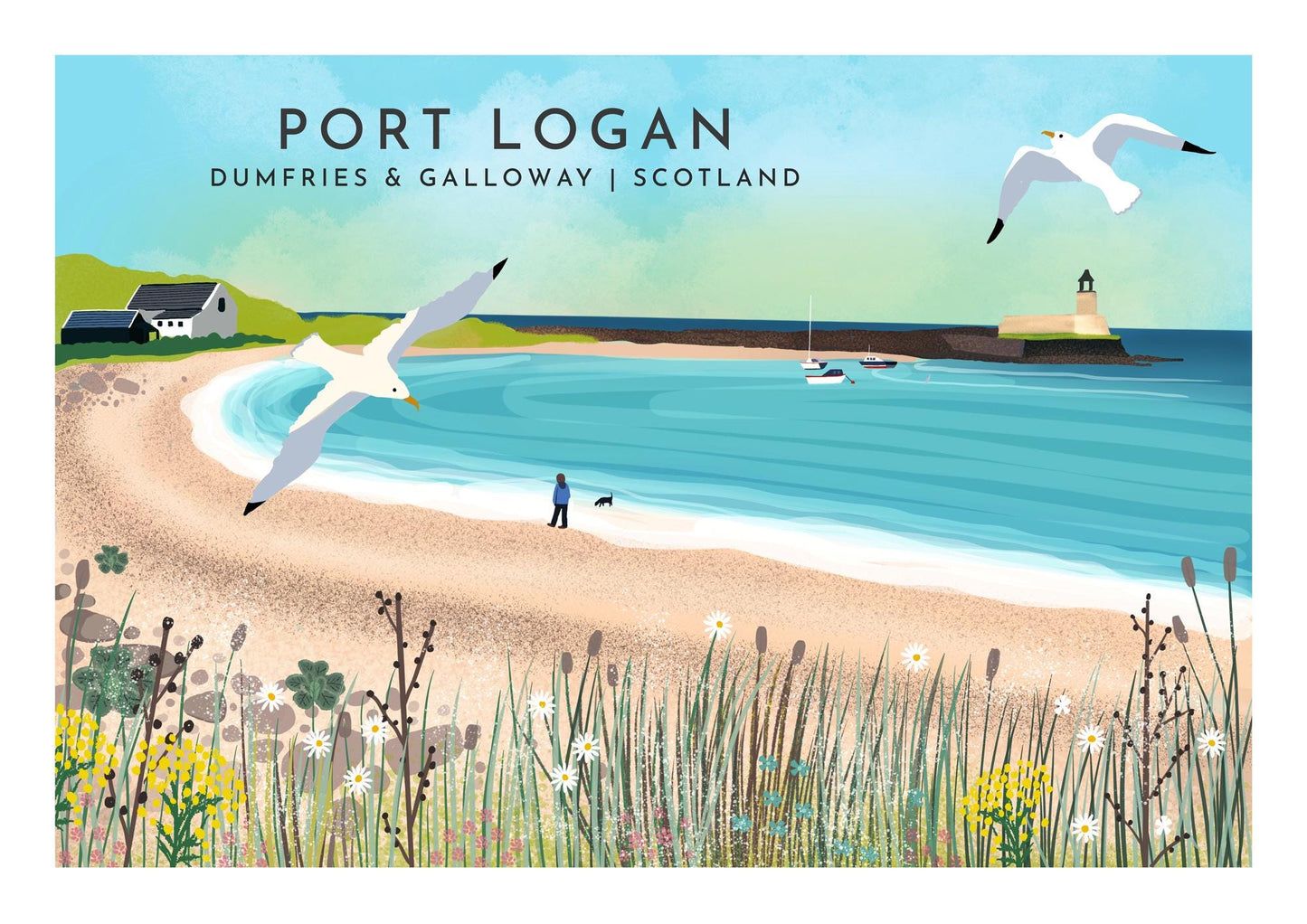 Port Logan | Rhins of Galloway | Scottish Travel Print | Scottish Landscape | Wall Art | Made in Scotland | Giclee Print signed by Artist