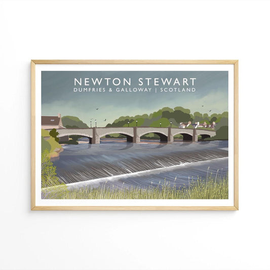Newton Stewart Scotland Art Print: Signed Scottish Landscape Travel Poster