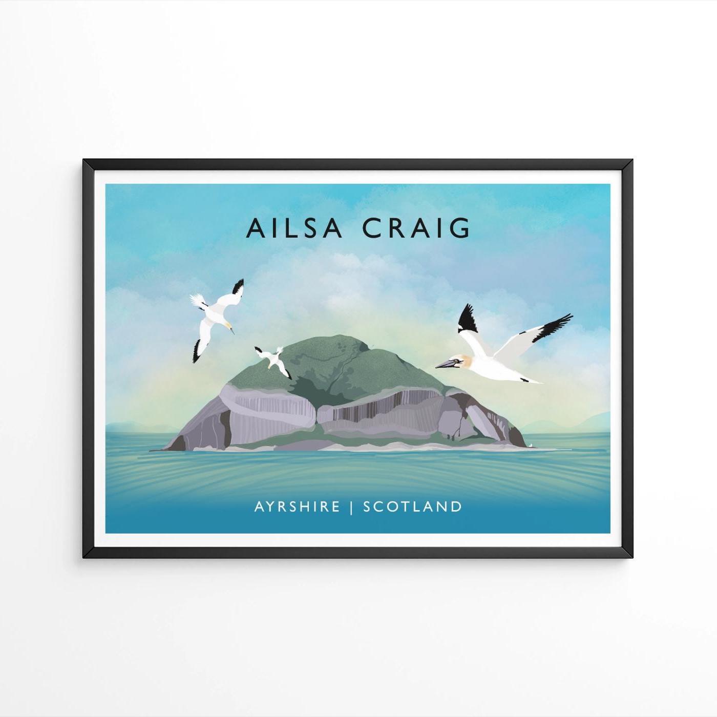 Ailsa Craig | Scottish Travel Poster | Ayrshire | Scottish Landscape | Wall Art | Quality Giclee Art Print signed by the Artist