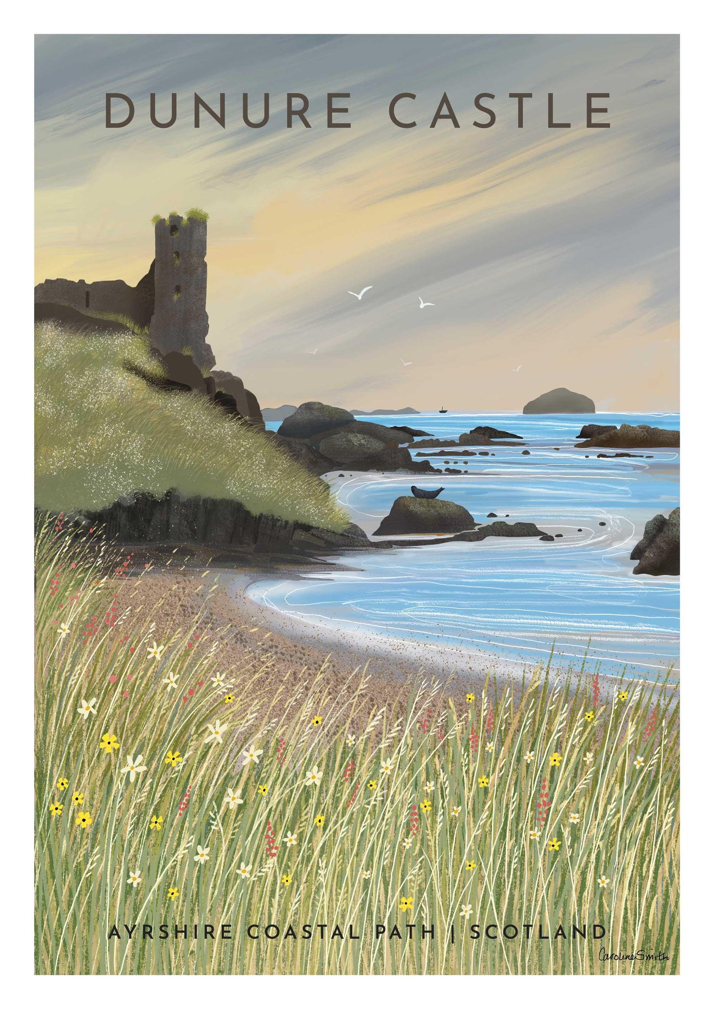 Dunure Castle, Ayrshire - Travel Poster - Framed or unframed, A5.A4.A3,A2,A1