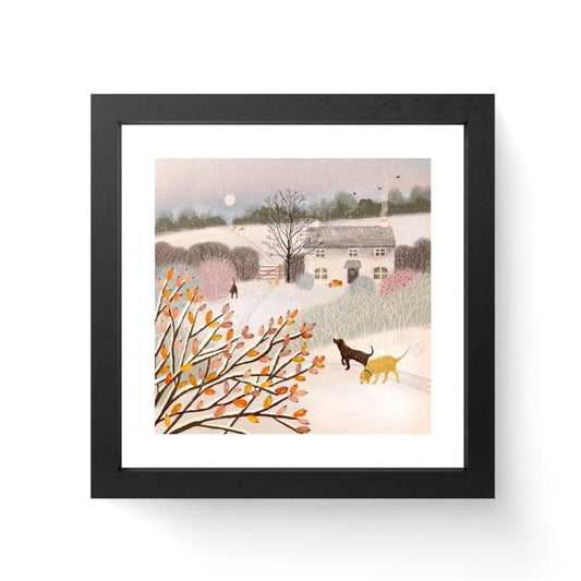 Winter Labrador Giclée Print: Signed Scottish Cottage Art