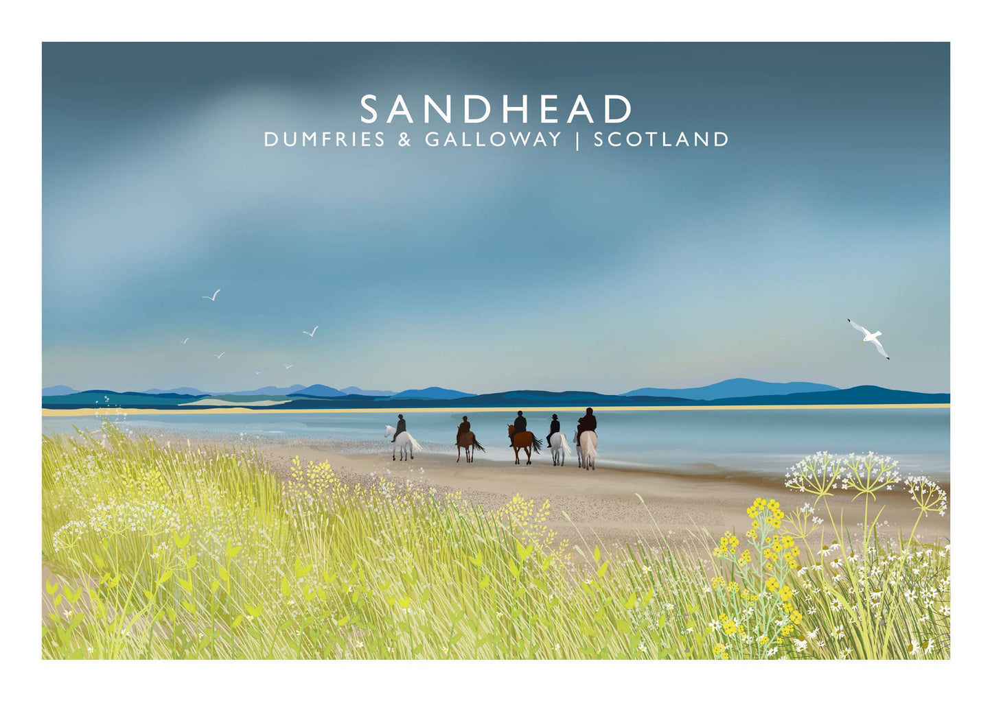 Sandhead, Wigtownshire, SW Scotland, Scottish Travel Poster, Scottish Landscape, Wall Art, Quality Giclee Art Print signed by the Artist