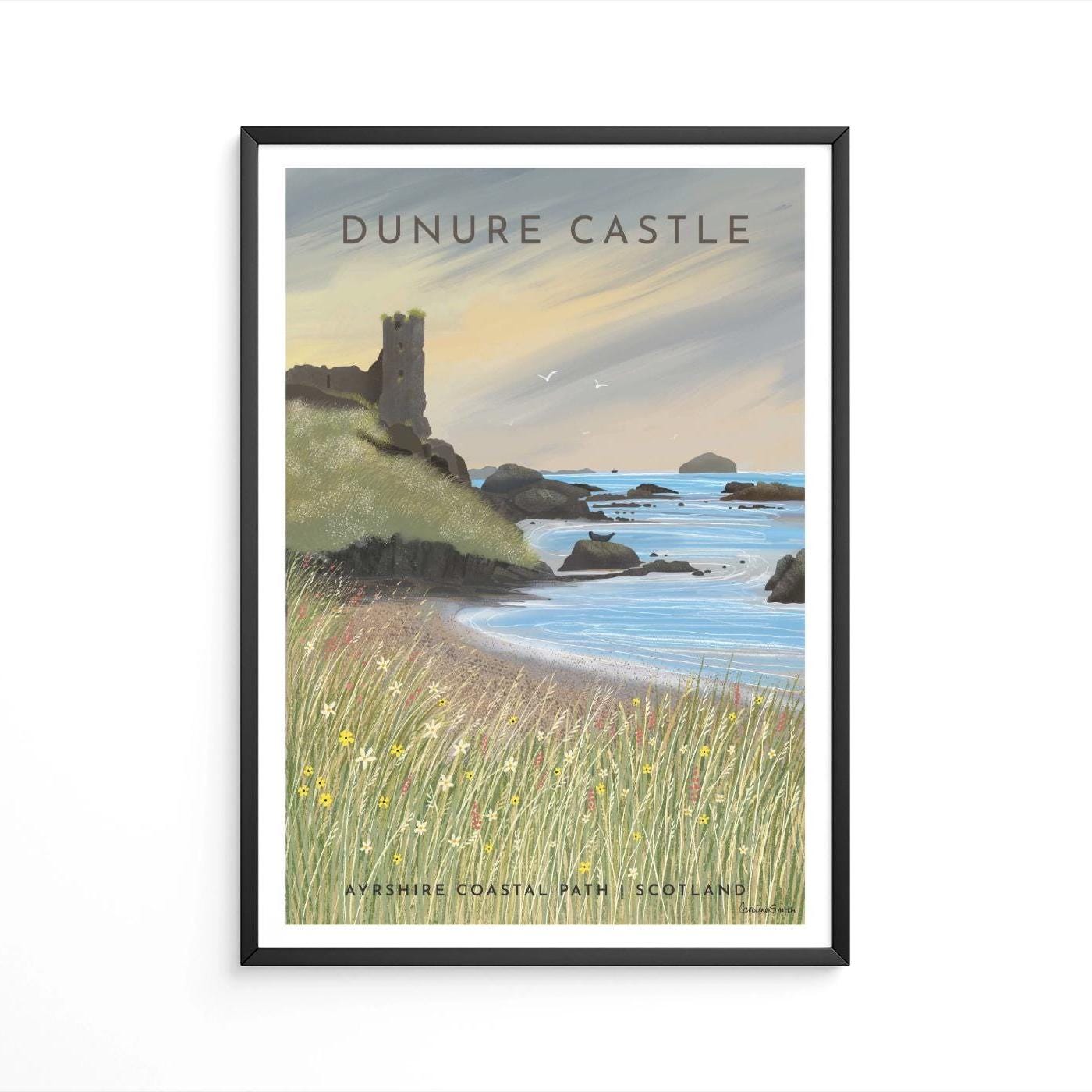 Dunure Castle, Ayrshire - Travel Poster - Framed or unframed, A5.A4.A3,A2,A1