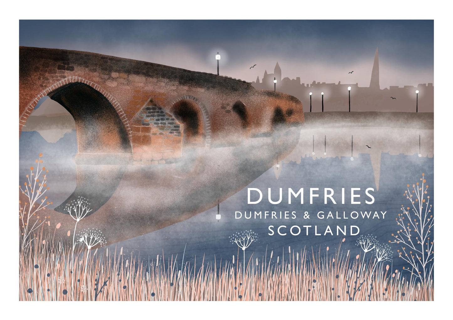 Devorgilla Bridge Dumfries | Scottish Travel Poster | Signed by artist | Giclee Art print | Dumfries print
