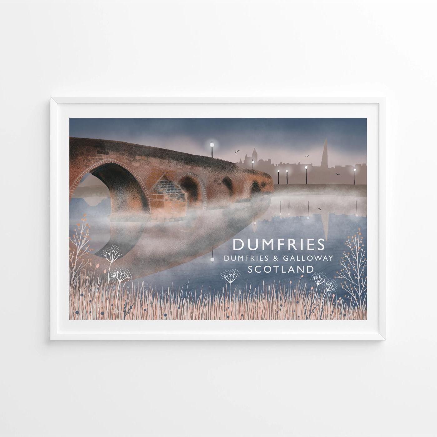 Devorgilla Bridge Dumfries | Scottish Travel Poster | Signed by artist | Giclee Art print | Dumfries print