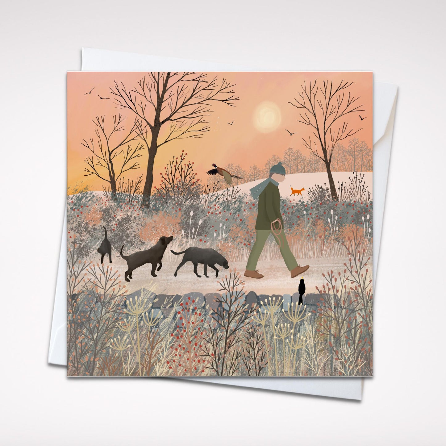 Labrador Lovers Christmas Card, Perfect card for dog lovers. Winter Walk.