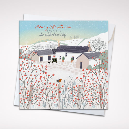 Christmas card, The Smithy, A Country Christmas. Cards from original art featuring cosy country scenes, Can be personalised.