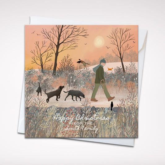 Labrador Lovers Christmas Card, Perfect card for dog lovers. Winter Walk.