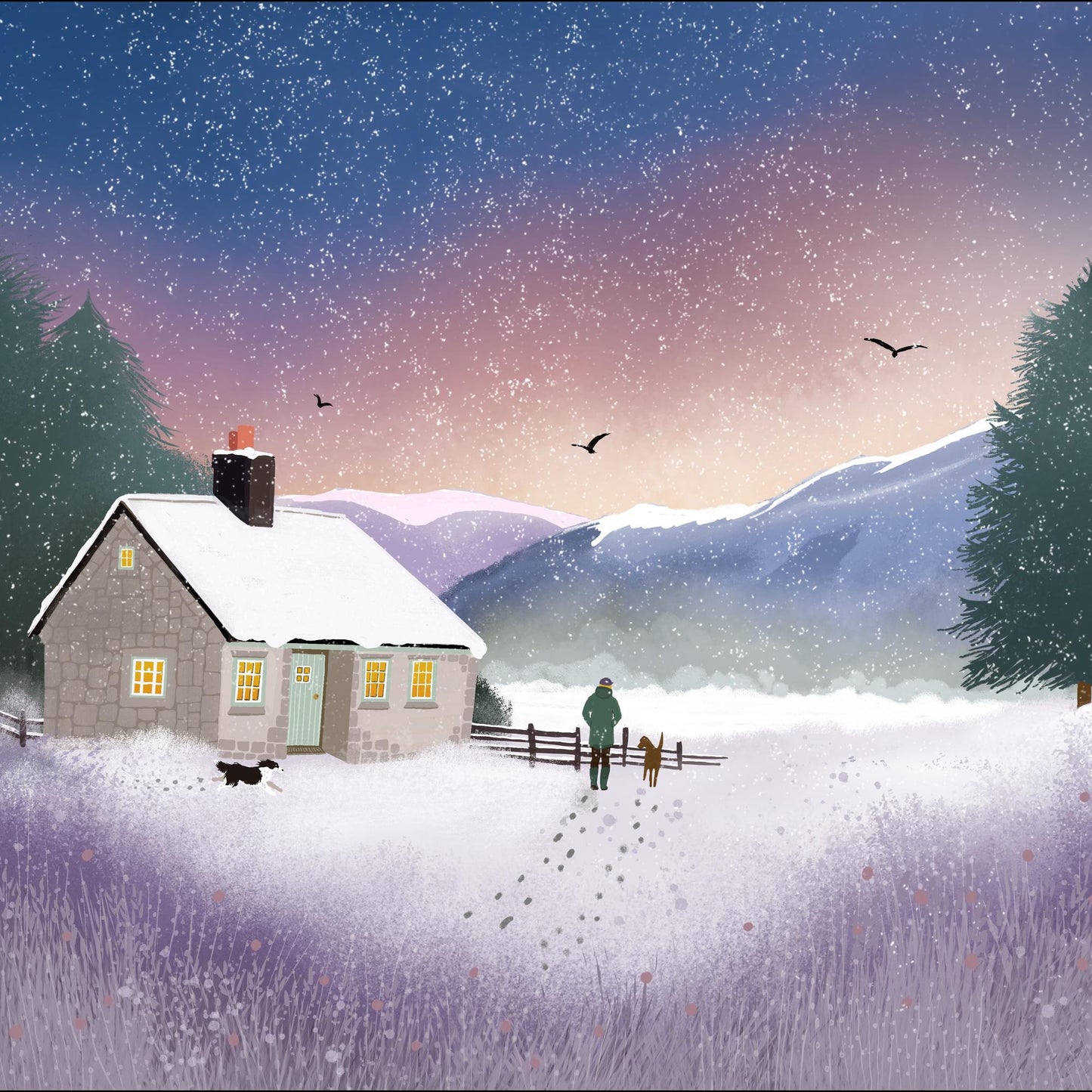 Highland Estate Christmas Card. Shooting Lodge. Scottish Christmas. Can be personalised