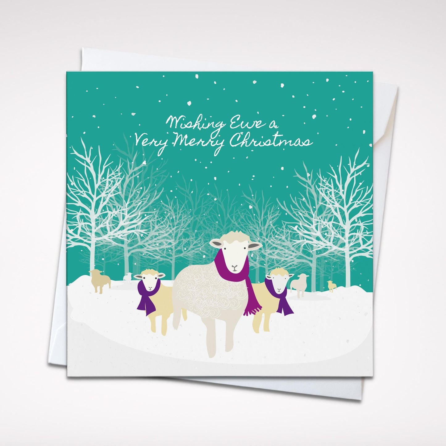 Cute Sheep Christmas Card. Wishing Ewe a Merry Christmas. Can be personalised