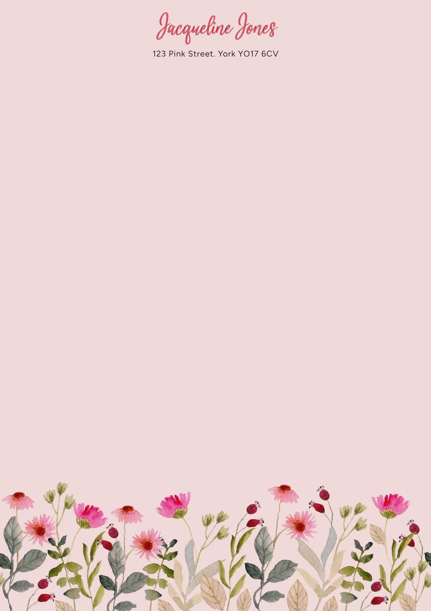 Personalised Pink Floral Stationery Set. Lovely thick A5 Writing paper and matching envelopes. Vintage Style letter writing.
