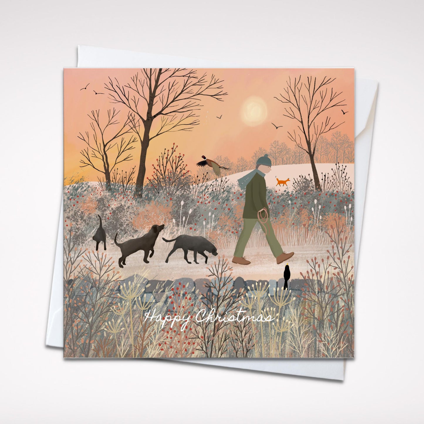 Labrador Lovers Christmas Card, Perfect card for dog lovers. Winter Walk.
