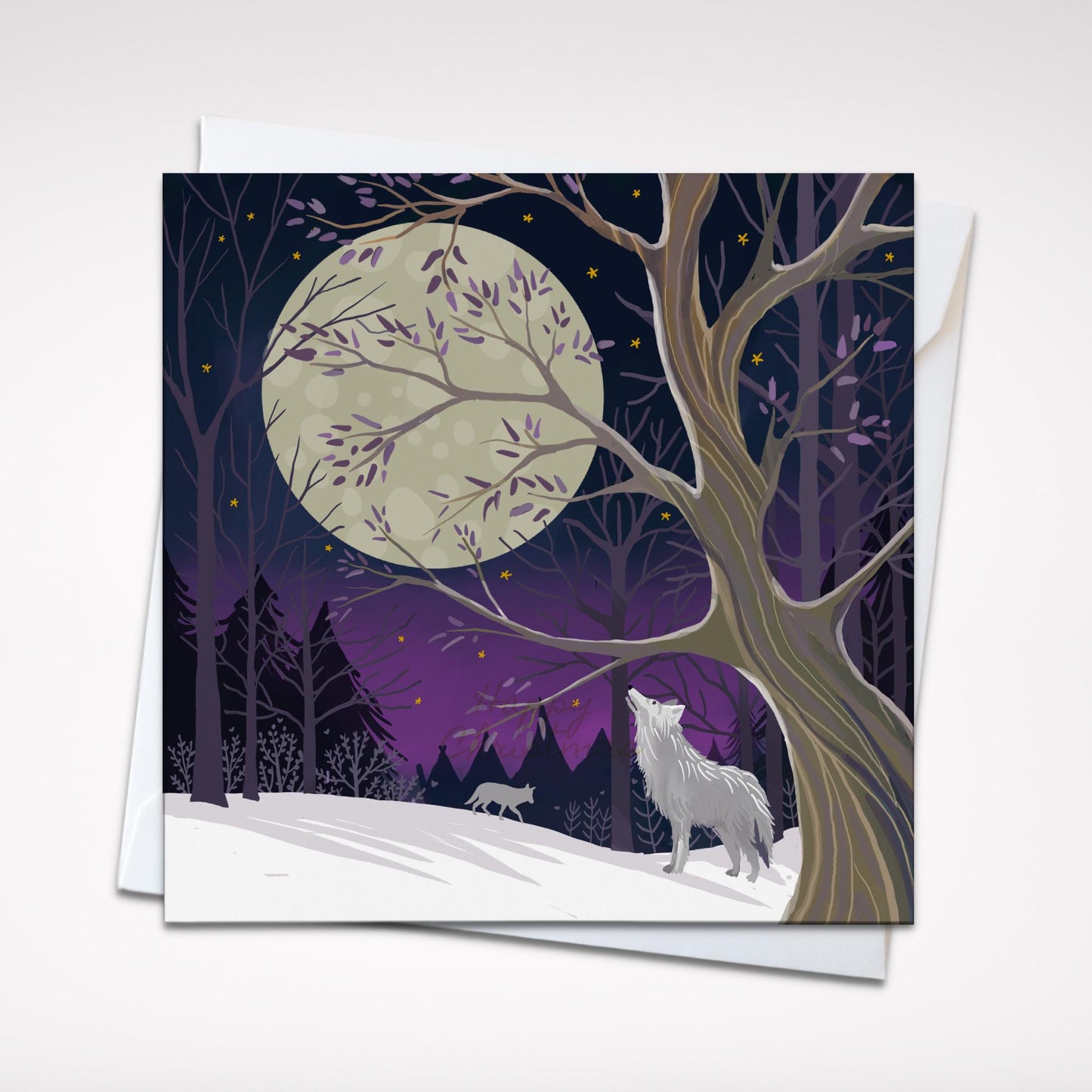 Snowy Wolf Christmas Card