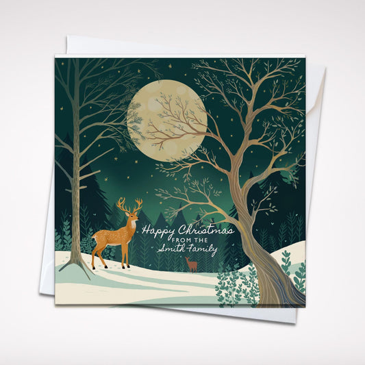 Moonlit Stag Christmas Card
