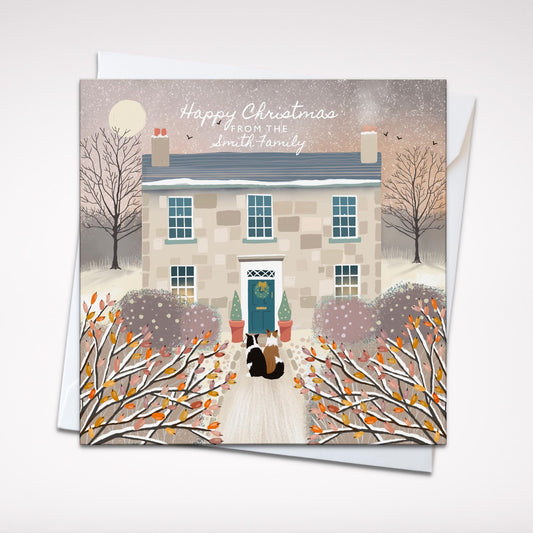 Carol Singers Christmas Card, Border Collie winter scene. Perfect card for dog lovers. Can be personalised.