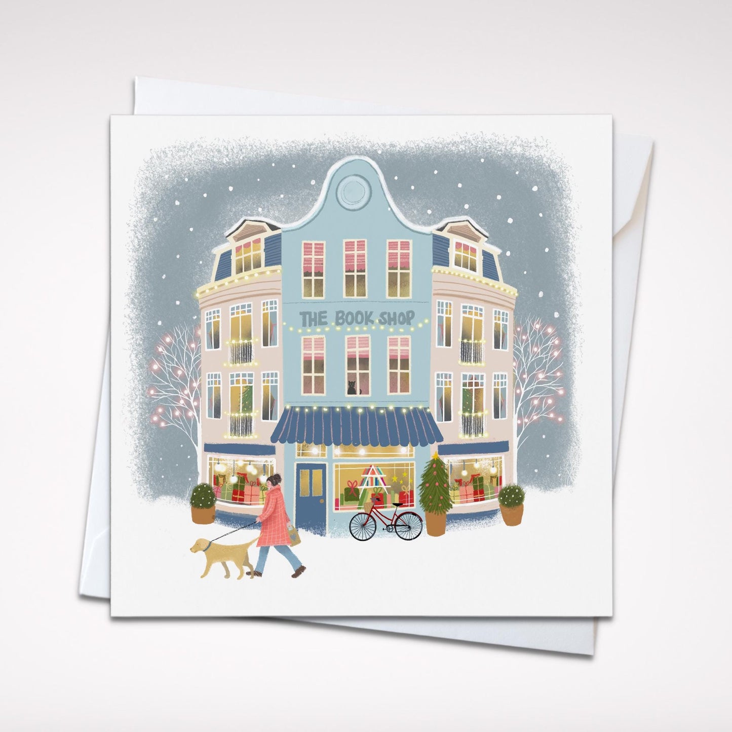 The Book Shop Christmas Card. Christmas Shopfronts. Can be personalised. Bookish Christmas Card