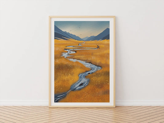 Autumn Glen Art Print. Warm and cozy art. Scottish Highland landscape. Original art. Print only or Framed