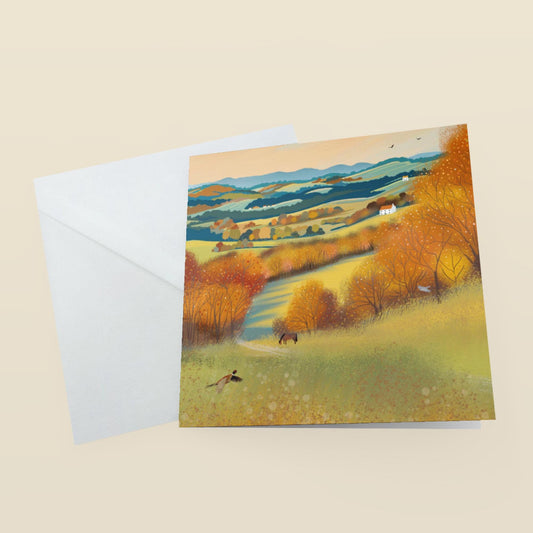Autumn Valley greetings card. Scottish Landscape card.