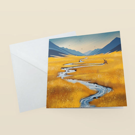 Autumn Glen greetings card. Scottish Highland Landscape card.