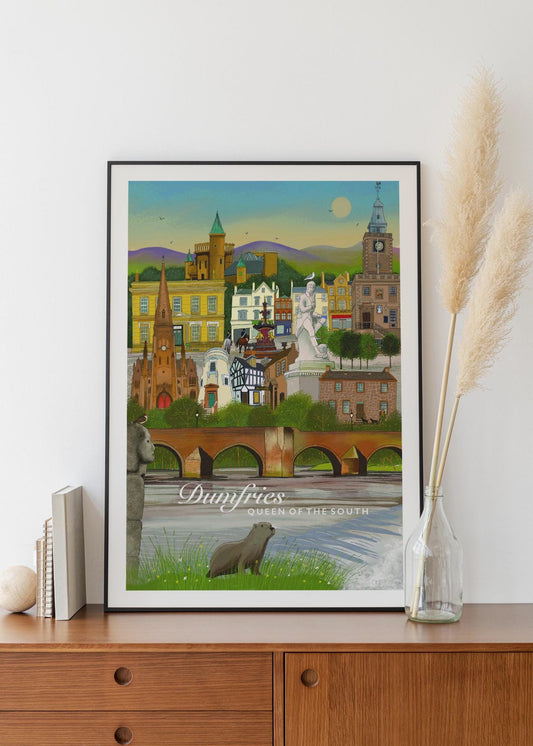 Dumfries, Queen of the South Travel Poster: Scotland Giclee Art Print