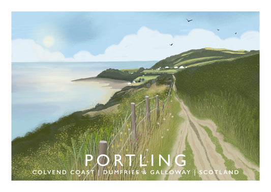 Portling, Colvend Coast, Dumfries and Galloway Travel Poster: Scotland Art Print