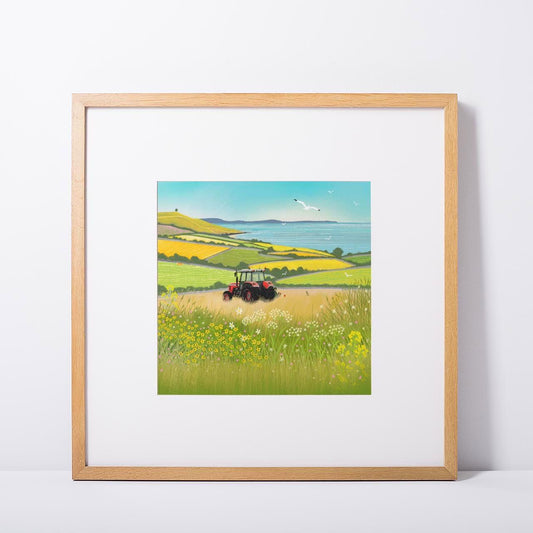Break Time Farming Landscape Tractor art - Print only, Framed print or Canvas. Multiple sizes.