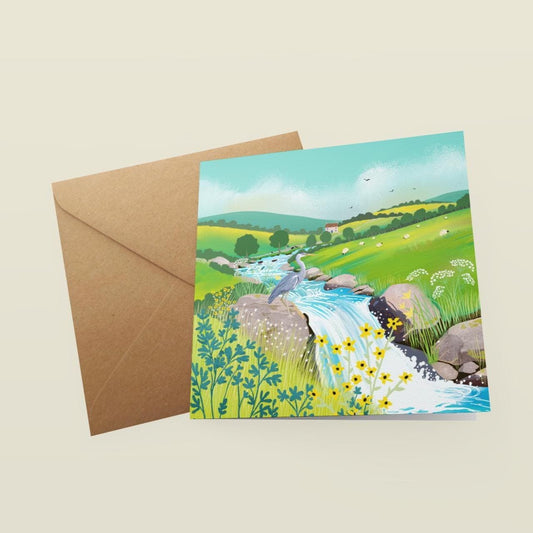 Happy Valley Greetings Card: British Landscape Painting by Caroline Smith