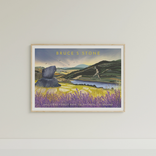 Bruce's Stone, Glentrool - Travel Poster - A5, A4, A3, A2, A1, Framed or unframed print