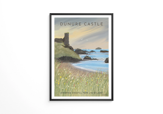 Dunure Castle, Ayrshire - Travel Poster - Framed or unframed, A5.A4.A3,A2,A1