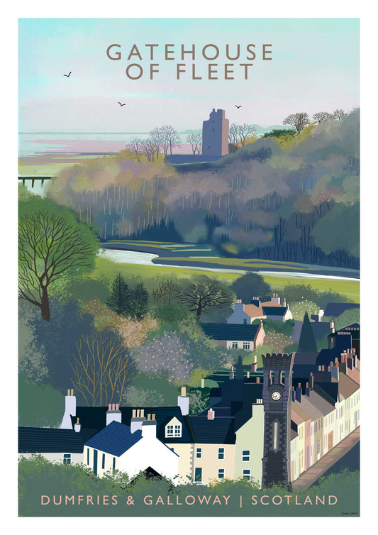 Gatehouse of Fleet, Dumfries & Galloway  - Travel Poster - A5, A4, A3, A2, A1 - Print only or Framed