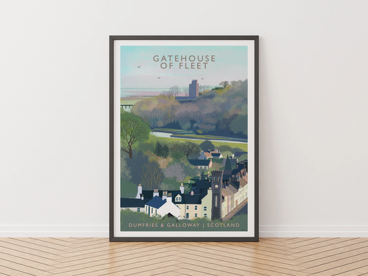 Gatehouse of Fleet, Dumfries & Galloway  - Travel Poster - A5, A4, A3, A2, A1 - Print only or Framed