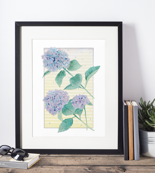 Hydrangea - Vintage style floral art print.