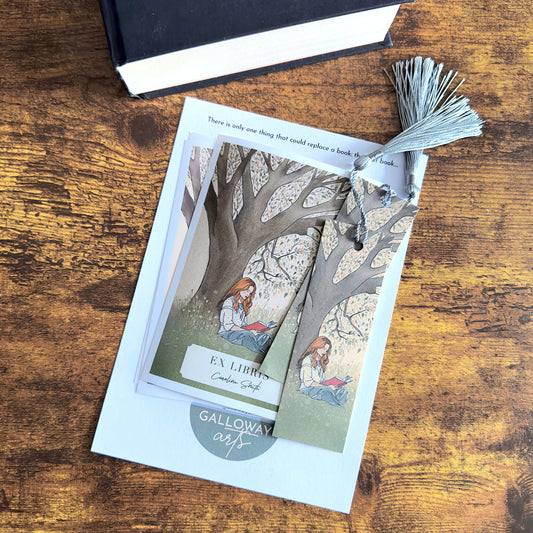 Book lovers gift - Pack of 6 personalised bookplates and 2 recycled bookmarks