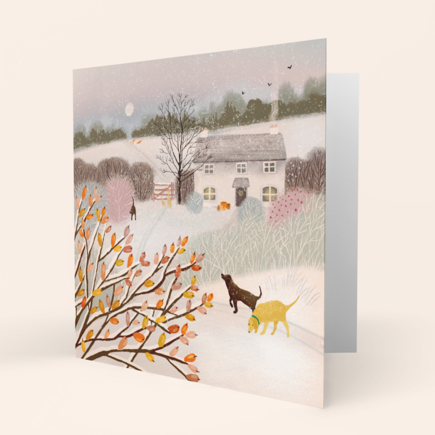 Ivy Cottage, Country Christmas Card, Perfect for dog lovers