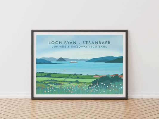 Loch Ryan, Stranraer- Travel Poster Print only or framed. A5,A4,A3,A2,A1.