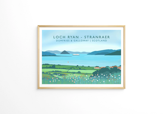 Loch Ryan, Stranraer- Travel Poster Print only or framed. A5,A4,A3,A2,A1.