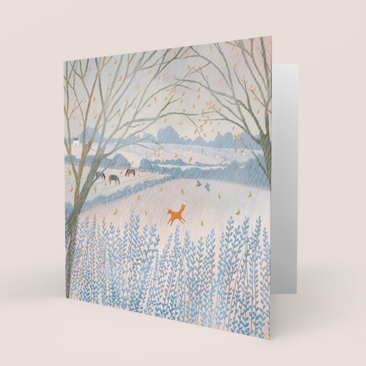 Greetings card - November Rain . Winter card, birthday card, thank you card. Wintery country scene