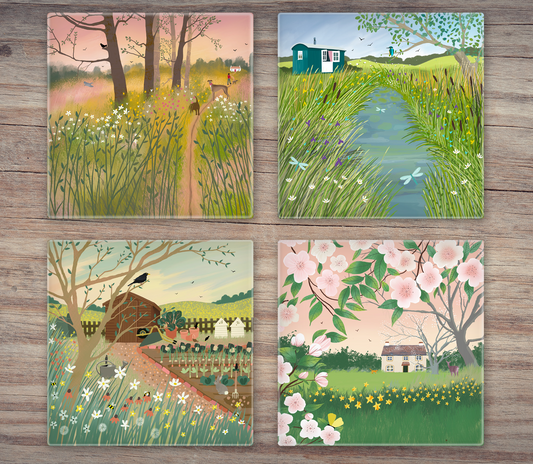 Glass Coasters, Set of 4 - Choose any images from our artwork. The perfect gift!