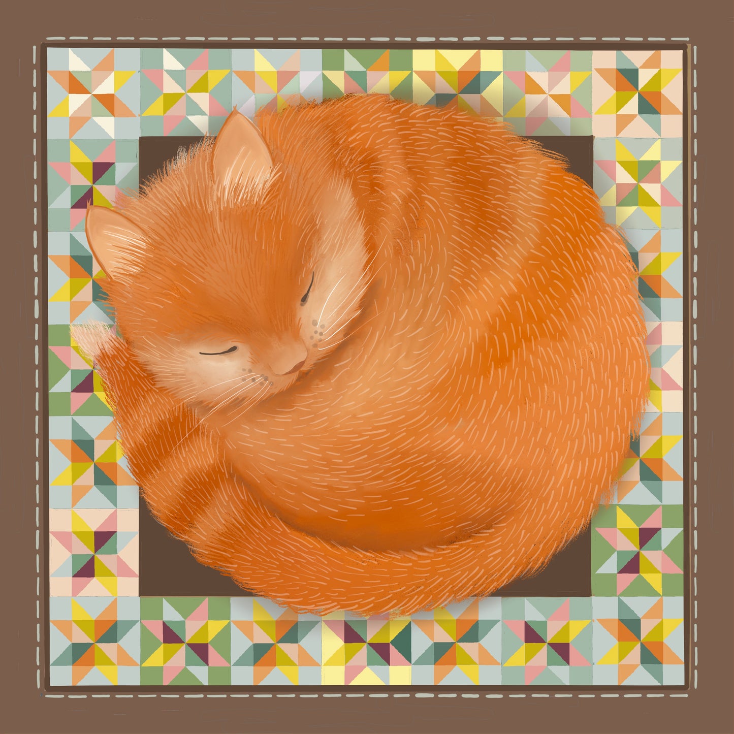 Patchwork Cat Art Print.