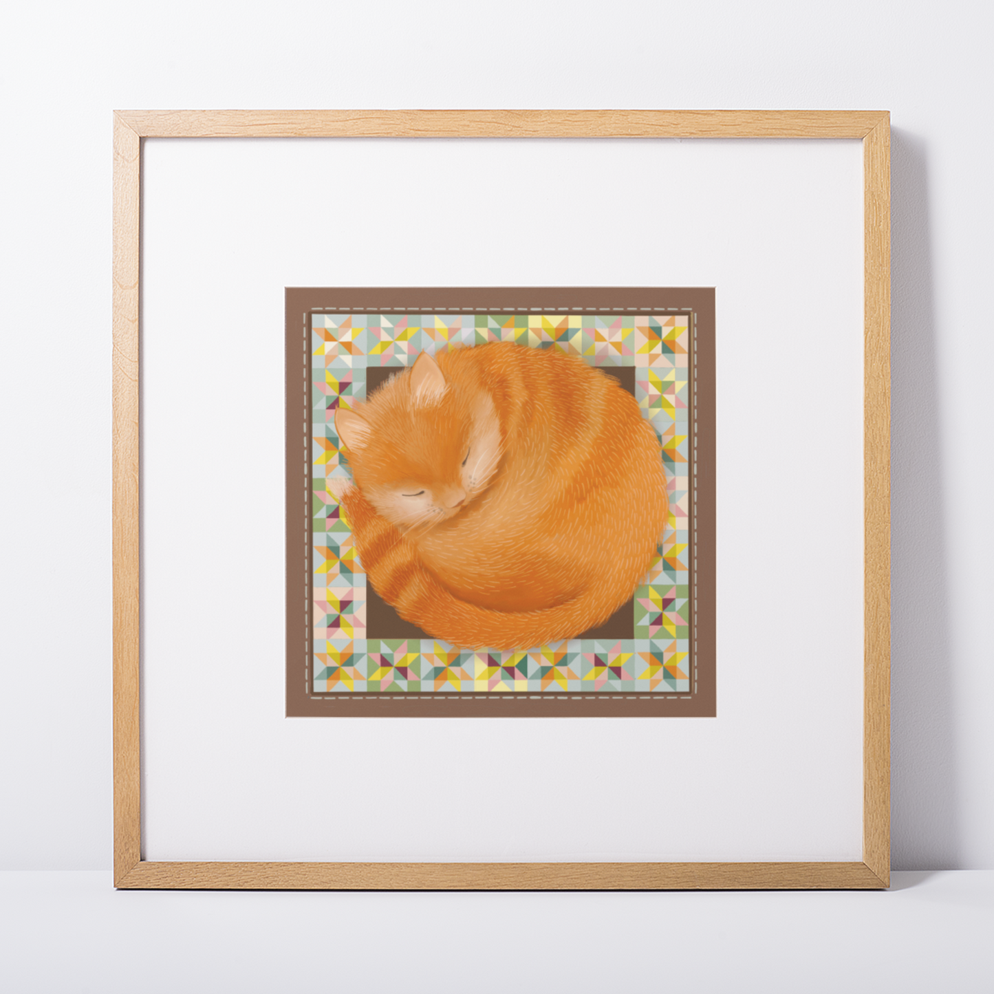 Patchwork Cat Art Print.