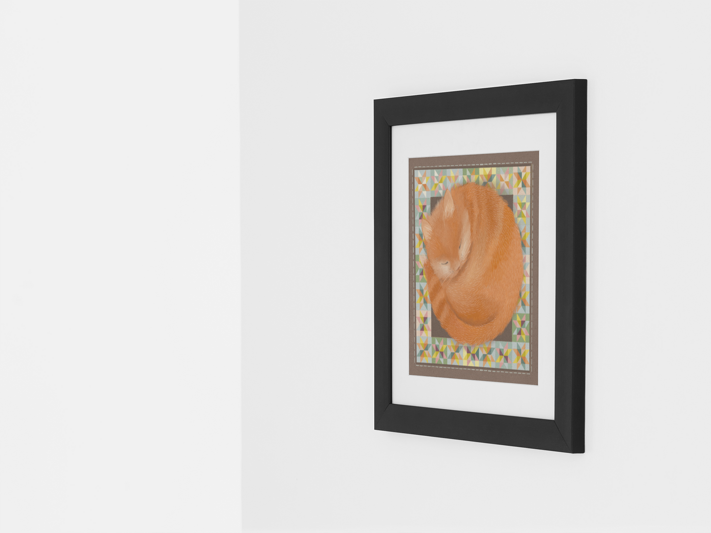 Patchwork Cat Art Print.