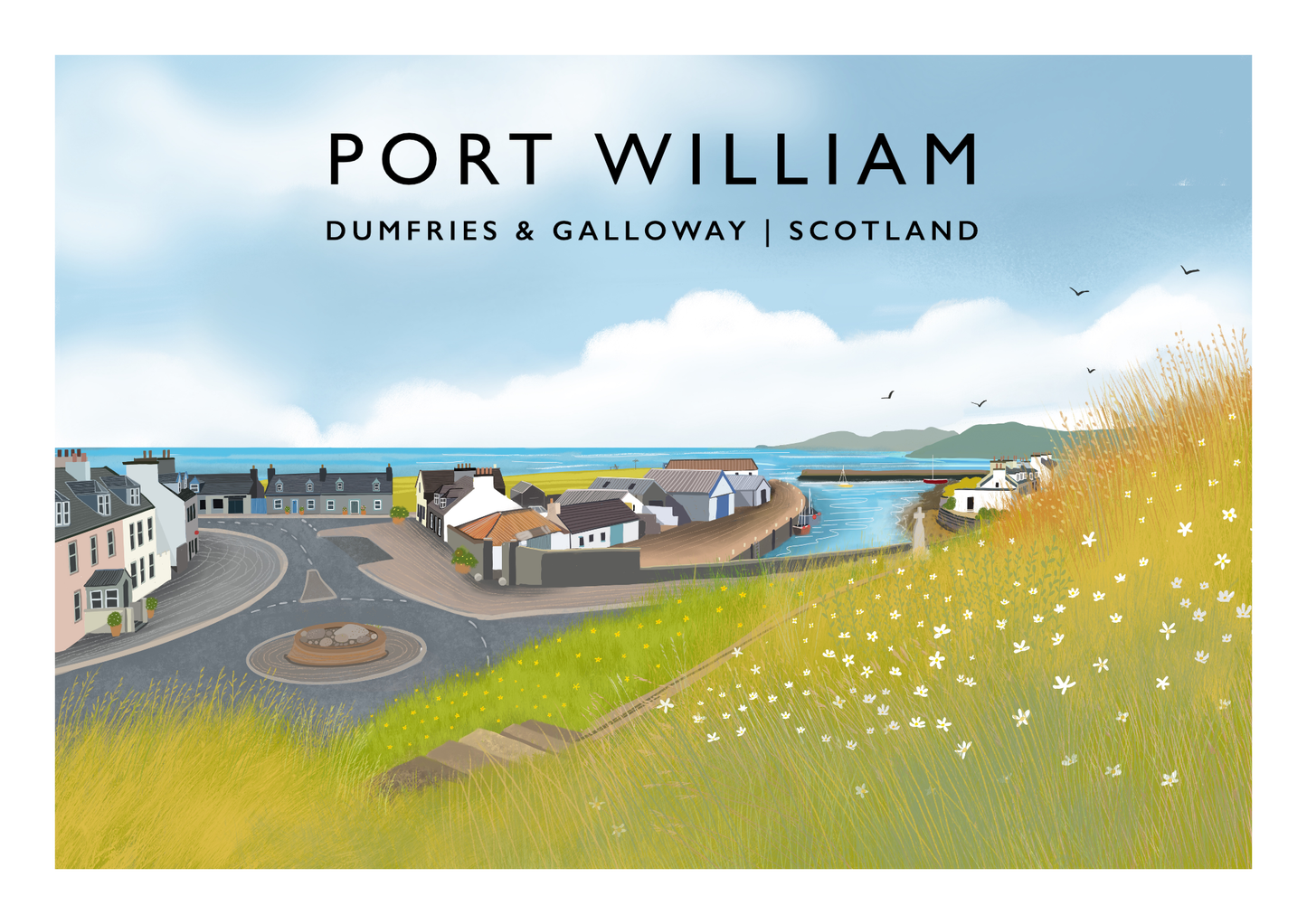 Port William, The Machars, Dumfries and Galloway Travel Poster: Scotland Art Print