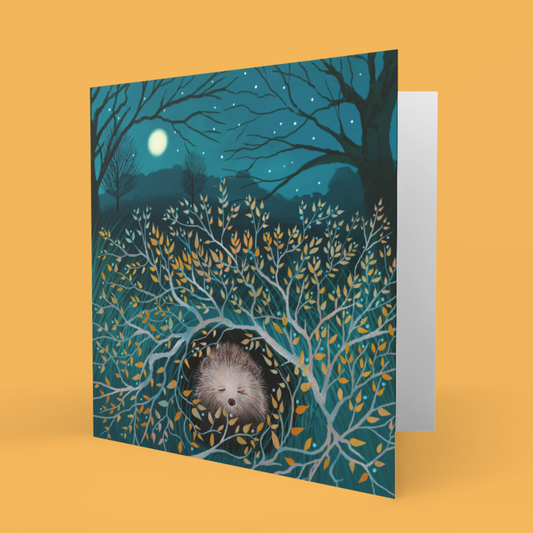 Hedgehog greetings card - Sleepy Hollow. Birthday card, thank you card, anniversary card, housewarming card. Sending love.