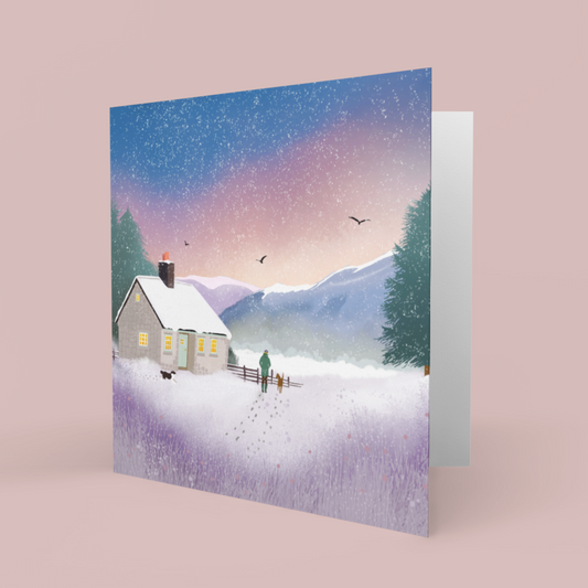 Greetings card - The Shooting Lodge . Christmas card, birthday card, thank you card. Scottish Highland landscape