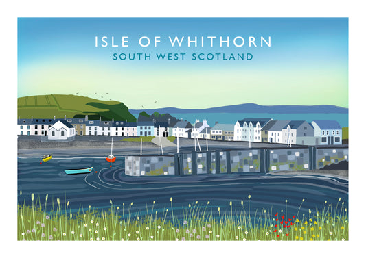 Isle of Whithorn Scottish Travel Poster  | Scottish Landscape | Wall Art | Made in Scotland | Quality Giclee Art Print signed by the Artist