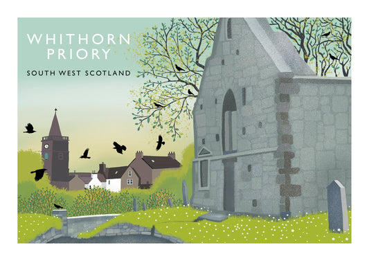 Whithorn Priory Scottish Travel Poster  | Scottish Landscape | Wall Art | Made in Scotland | Quality Giclee Art Print signed by the Artist