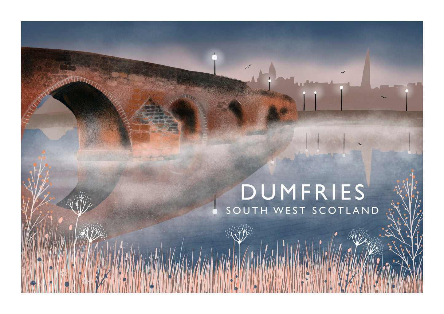 Devorgilla Bridge Dumfries | Scottish Travel Poster | Signed by artist | Giclee Art print | Dumfries print