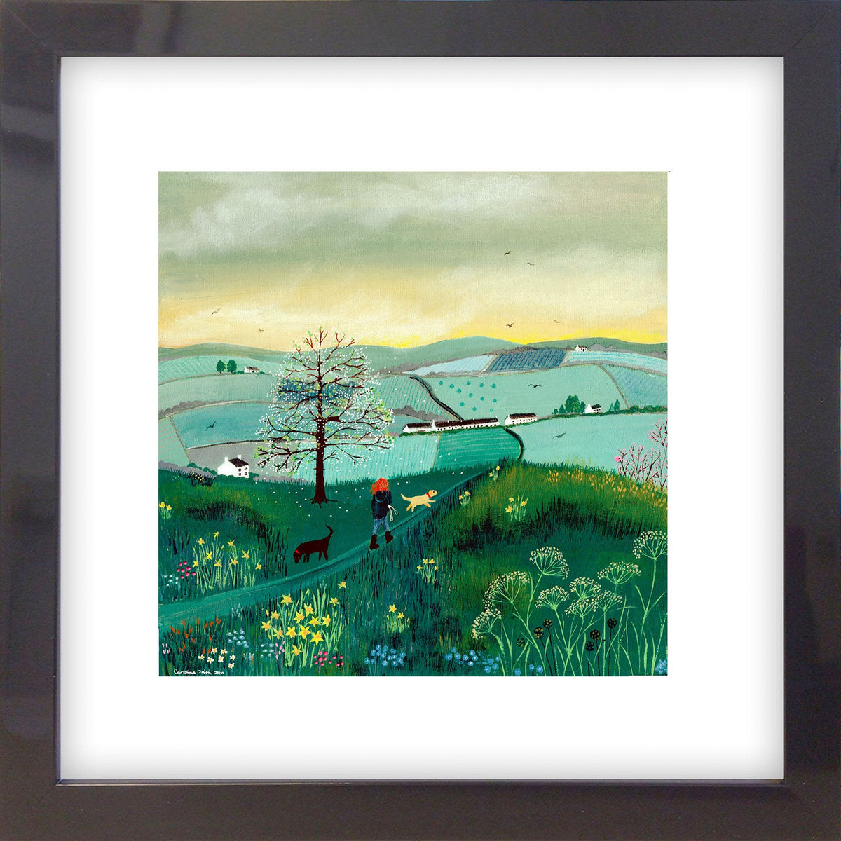 Early Start Art Print, Dog Walk Landscape, Wigtownshire