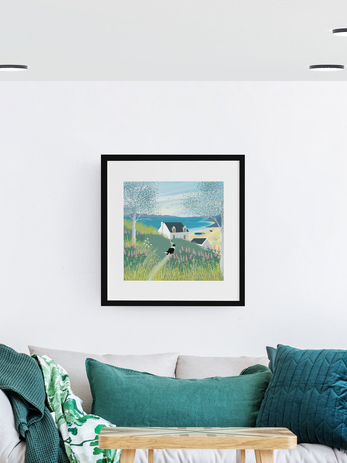 Border Collie Art Print: Cottage by the Sea, Signed Giclee